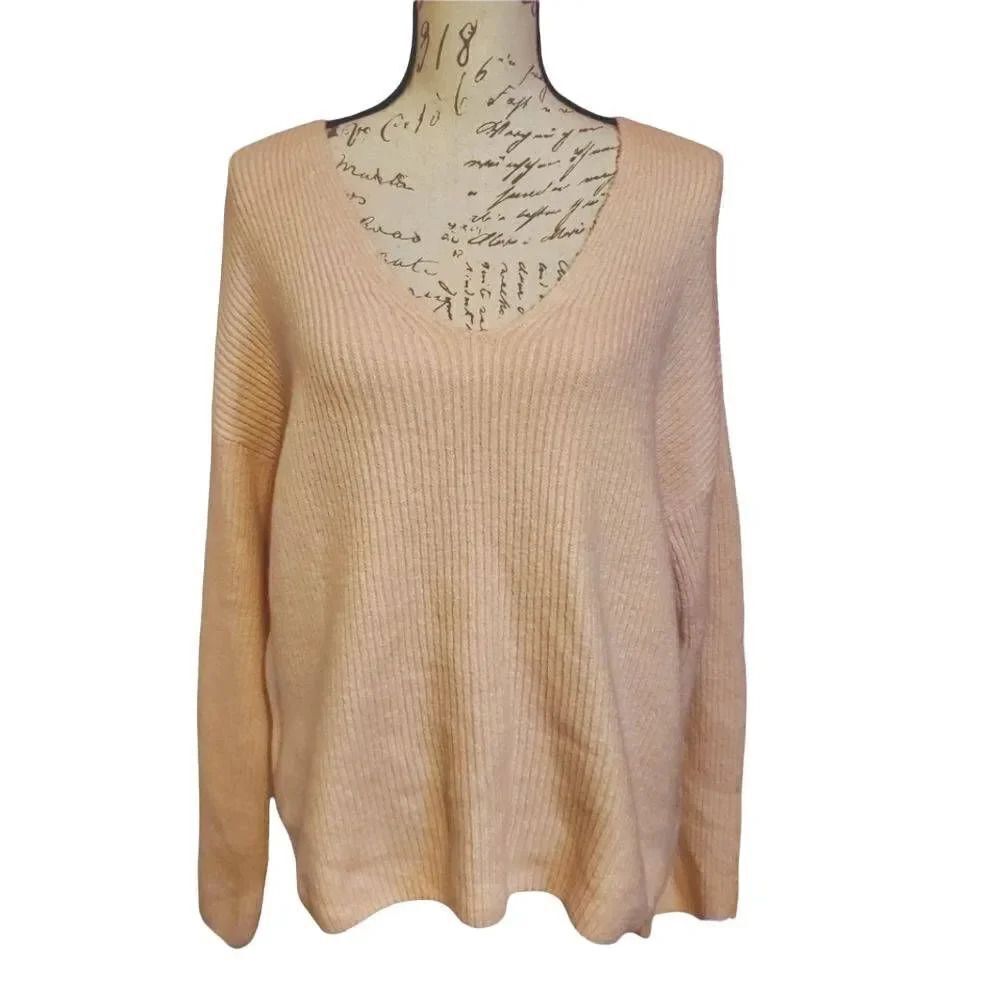 Nwt Treasure & Bond Blush Pink Ribbed V-neck Sweater-Size Medium